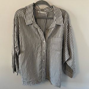 ZARA Oversized Striped Blouse - Medium